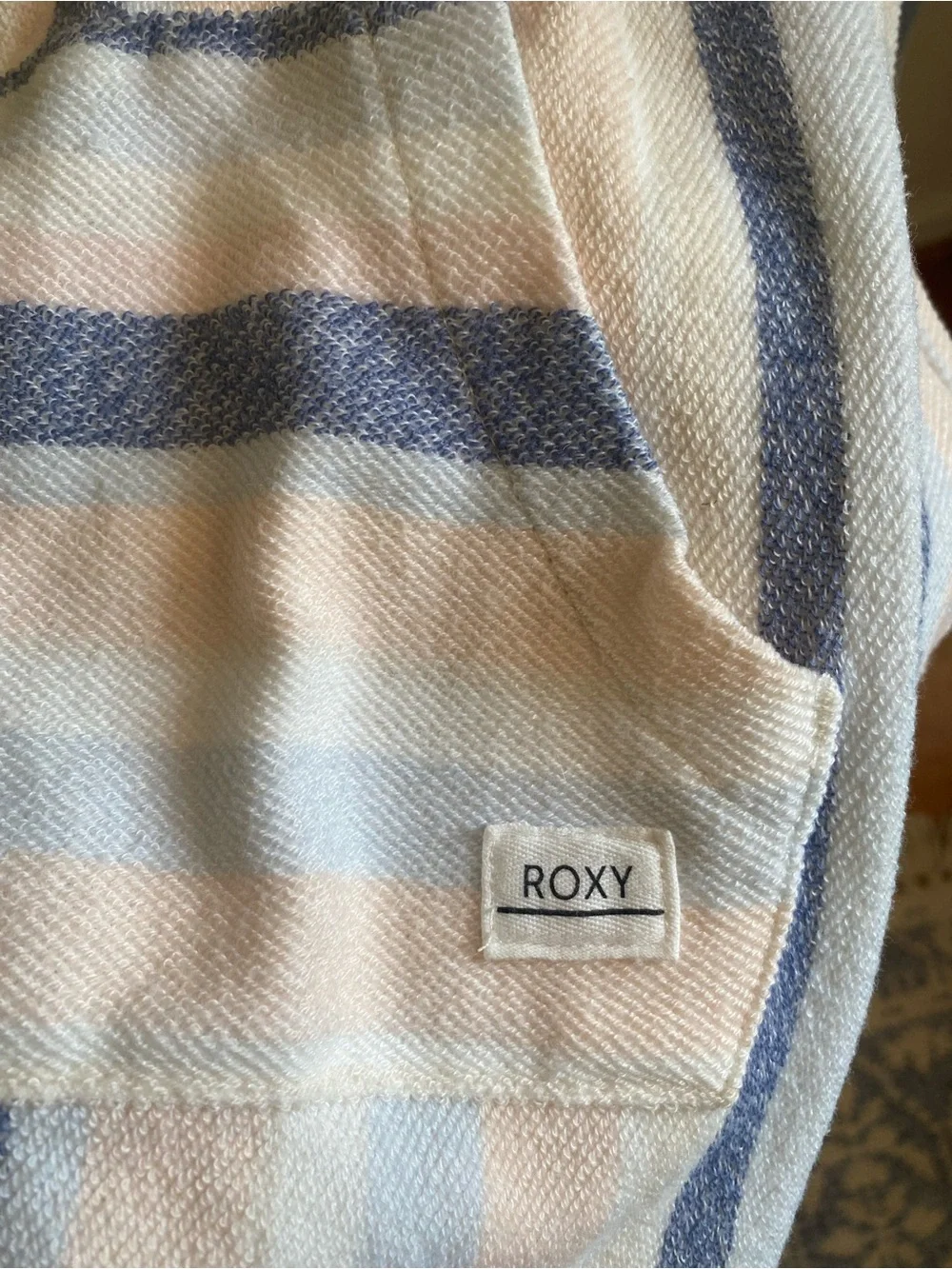 Roxy  10/12 kids Striped Hooded Pullover with front pocket Beach cozy
